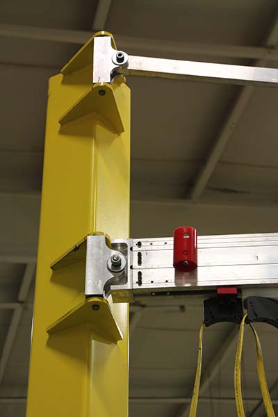 G-rail Jib Crane soft stops at end of rotation