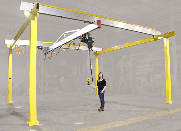 C2000 bridge crane with low-profile "strongbacks" on runways and Slant Truss on bridge
