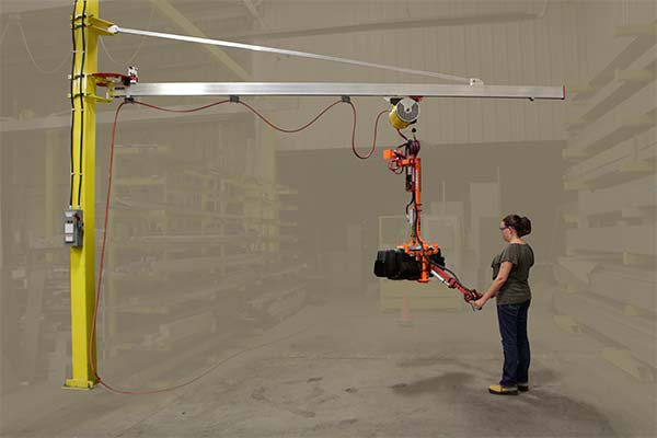 Minimum weight J100 jib cranes - all-aluminum rail, diagonal and trolley