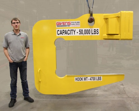 A 50,000lb capacity custom designed coil hook
