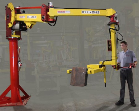 jib crane manipulator lifts a 300lb copper block